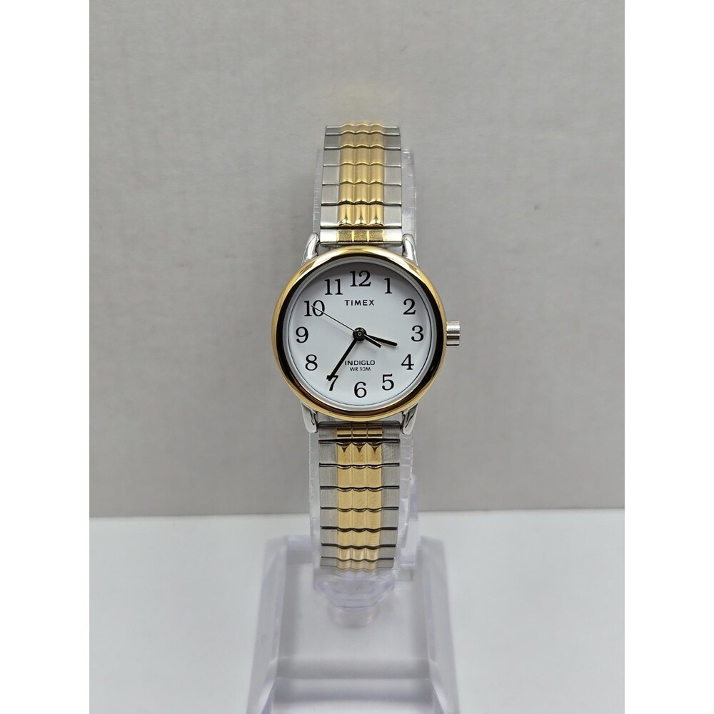 Womens Timex Easy Reader Two Tone 25mm Watch Indiglo Dainty Classic New Battery